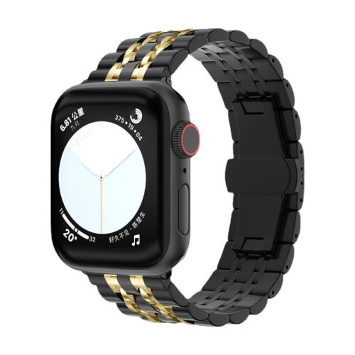 Apple Watch "Pearlmaster" láncszemes fém óraszíj /fekete-arany/ 42/44/45/49 mm