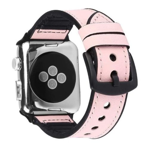 Apple Watch kívül bőr belül szilikon óraszíj /pink/ 38/40/41 mm