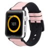 Apple Watch kívül bőr belül szilikon óraszíj /pink/ 42/44/45 és 49 mm