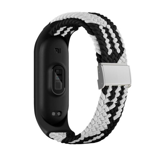 MYBANDZ Mi Band 3/4/5/6/7 - Állítható fonott óraszíj-fehér-fekete