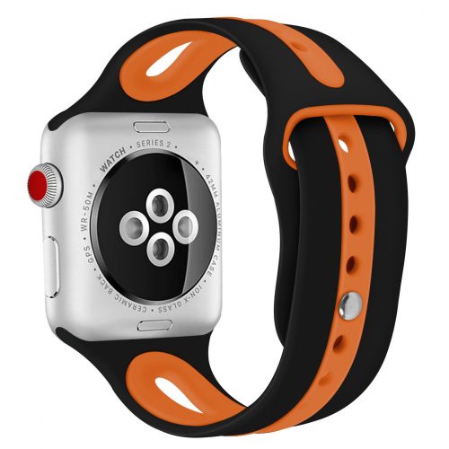 Apple Watch szilikon óraszíj /fekete-narancs/ 38/40/41 mm