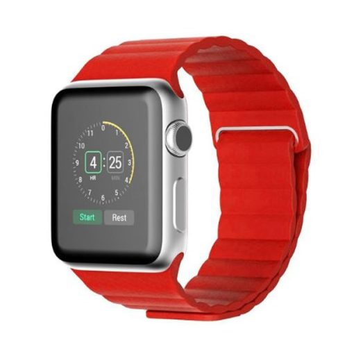 Apple Watch mágneses bőróraszíj /piros/ 42/44/45/49 mm