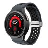 MYBANDZ Lélegző mágneszáras szilikon óraszíj Galaxy Watch 4-5-6 /fekete(ezüst csat) 20mm