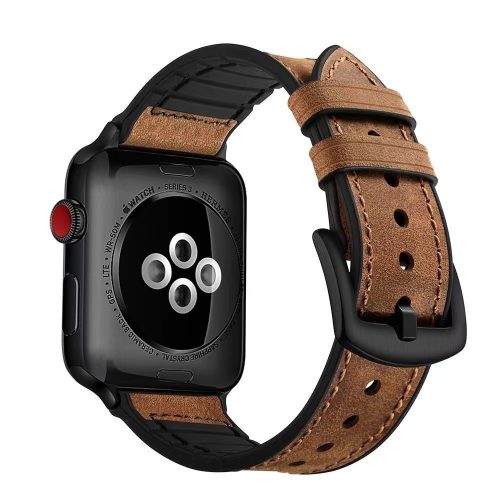 Apple Watch kívül bőr belül szilikon óraszíj /barna/ 38/40/41 mm